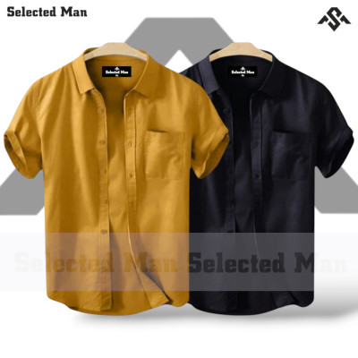 2 Pics Cotton Fabrics Half Sleeve Shirt