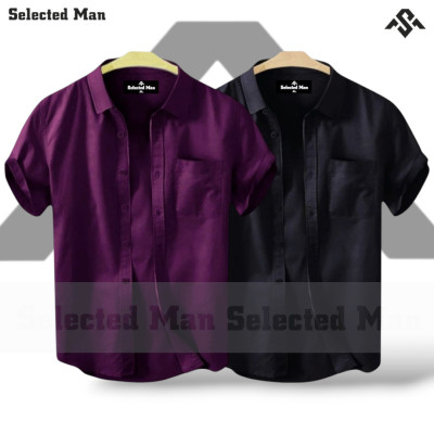 2 Pics Cotton Fabrics Half Sleeve Shirt
