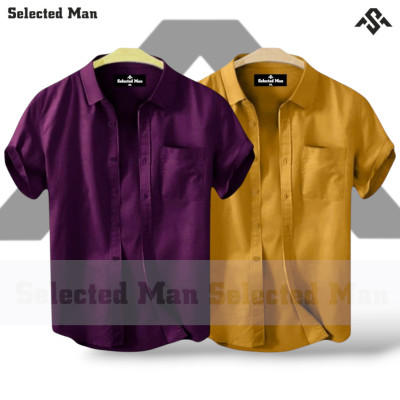 2 Pics Cotton Fabrics Half Sleeve Shirt
