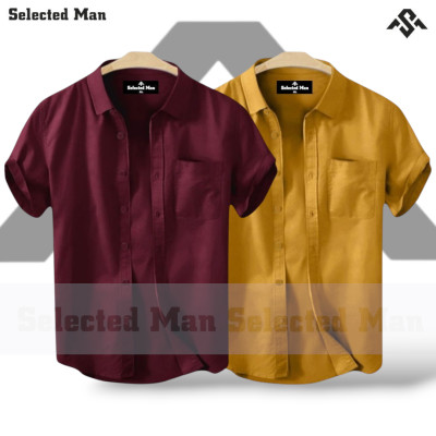 2 Pics Cotton Fabrics Half Sleeve Shirt