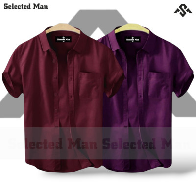 2 Pics Cotton Fabrics Half Sleeve Shirt