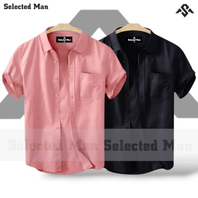 2 Pics Cotton Fabrics Half Sleeve Shirt