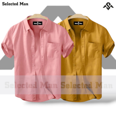 2 Pics Cotton Fabrics Half Sleeve Shirt