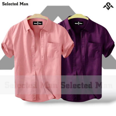 2 Pics Cotton Fabrics Half Sleeve Shirt