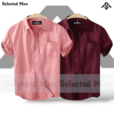 2 Pics Cotton Fabrics Half Sleeve Shirt