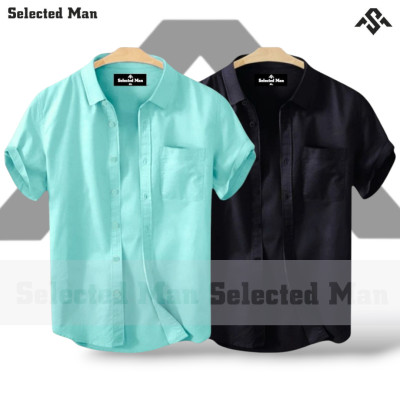 2 Pics Cotton Fabrics Half Sleeve Shirt