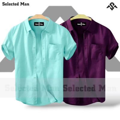 2 Pics Cotton Fabrics Half Sleeve Shirt