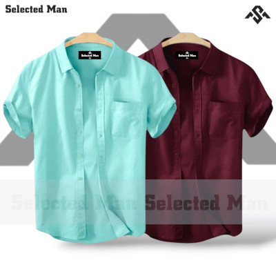 2 Pics Cotton Fabrics Half Sleeve Shirt
