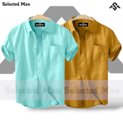 2 Pics Cotton Fabrics Half Sleeve Shirt