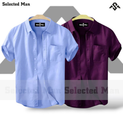 2 Pics Cotton Fabrics Half Sleeve Shirt