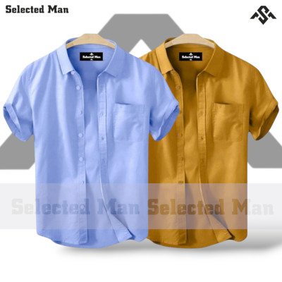 2 Pics Cotton Fabrics Half Sleeve Shirt