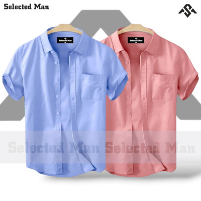 2 Pics Cotton Fabrics Half Sleeve Shirt