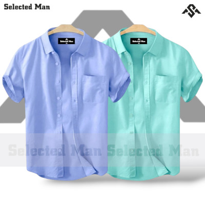 2 Pics Cotton Fabrics Half Sleeve Shirt