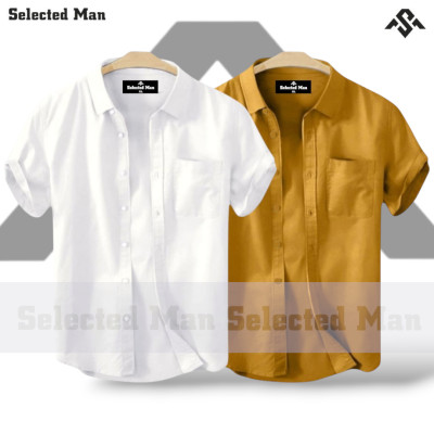 2 Pics Cotton Fabrics Half Sleeve Shirt