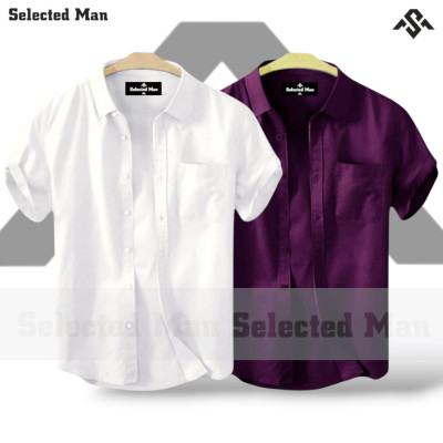 2 Pics Cotton Fabrics Half Sleeve Shirt