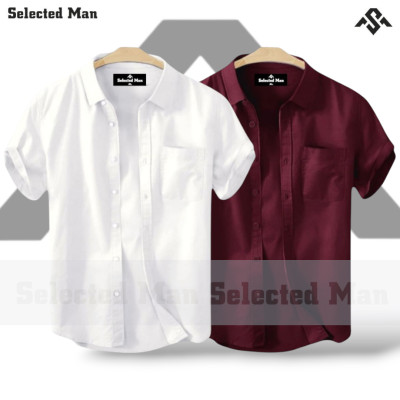 2 Pics Cotton Fabrics Half Sleeve Shirt