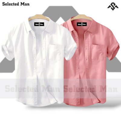 2 Pics Cotton Fabrics Half Sleeve Shirt