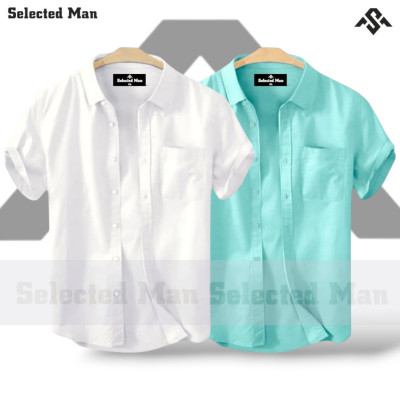 2 Pics Cotton Fabrics Half Sleeve Shirt