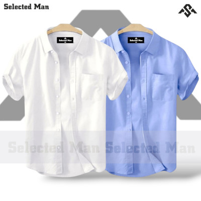 2 Pics Cotton Fabrics Half Sleeve Shirt