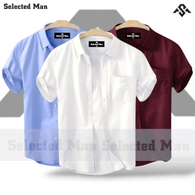 3 Pics Cotton Fabrics Half Sleeve Shirt