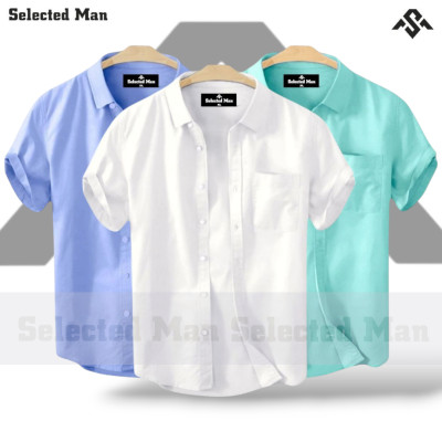 3 Pics Cotton Fabrics Half Sleeve Shirt