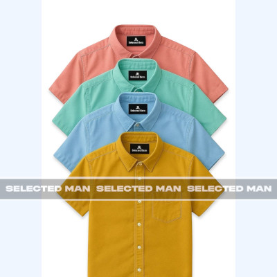 4 Pics Cotton Fabrics Half Sleeve Shirt