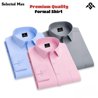 3 Pics Top Quality Cotton Fabrics Formal Shirt