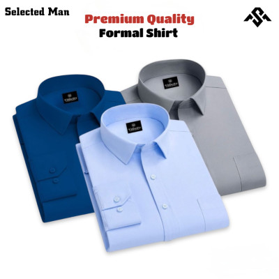 3 Pics Top Quality Cotton Fabrics Formal Shirt