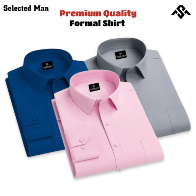 3 Pics Top Quality Cotton Fabrics Formal Shirt