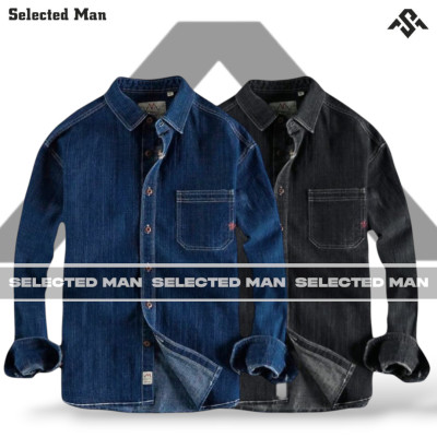 2 Pics Denim Jeans Shirt For Men
