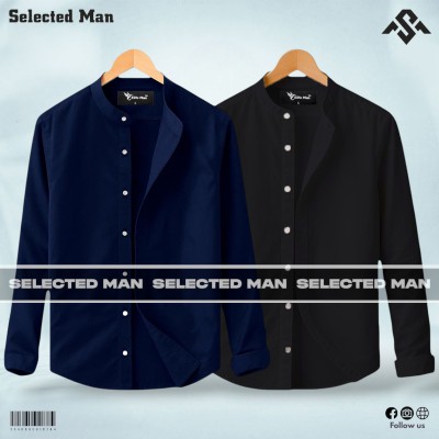 2 Pics Premium Quality Band Collar Shirt