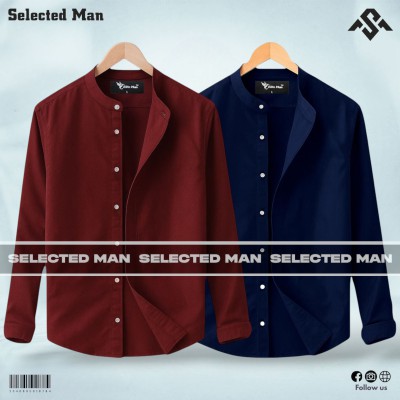 2 Pics Premium Quality Band Collar Shirt