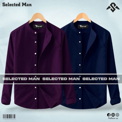 2 Pics Premium Quality Band Collar Shirt