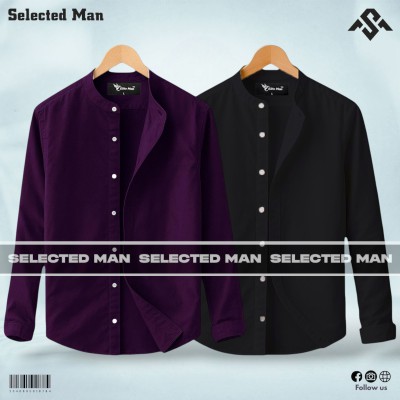 2 Pics Premium Quality Band Collar Shirt