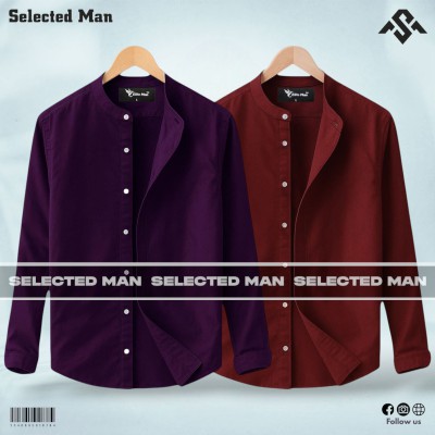 2 Pics Premium Quality Band Collar Shirt