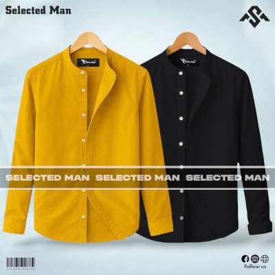 2 Pics Premium Quality Band Collar Shirt