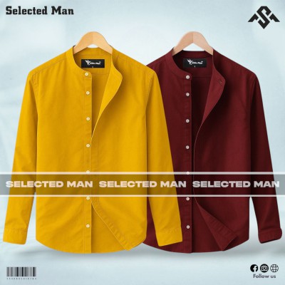 2 Pics Premium Quality Band Collar Shirt
