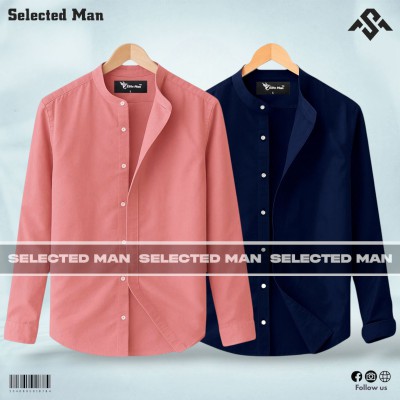 2 Pics Premium Quality Band Collar Shirt