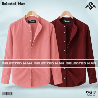 2 Pics Premium Quality Band Collar Shirt