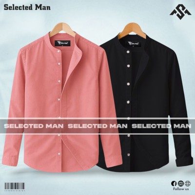 2 Pics Premium Quality Band Collar Shirt