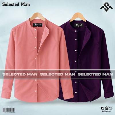 2 Pics Premium Quality Band Collar Shirt