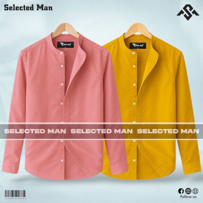 2 Pics Premium Quality Band Collar Shirt