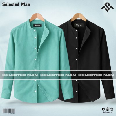 2 Pics Premium Quality Band Collar Shirt