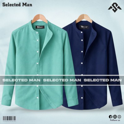 2 Pics Premium Quality Band Collar Shirt