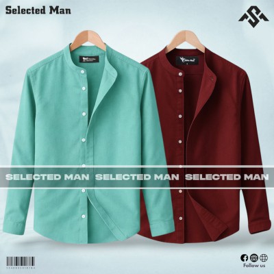 2 Pics Premium Quality Band Collar Shirt