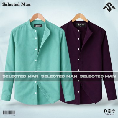 2 Pics Premium Quality Band Collar Shirt