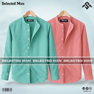 2 Pics Premium Quality Band Collar Shirt