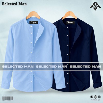 2 Pics Premium Quality Band Collar Shirt