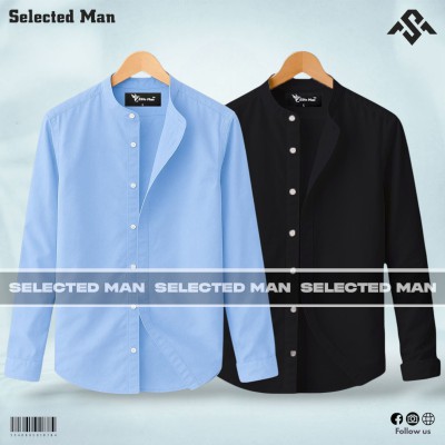 2 Pics Premium Quality Band Collar Shirt