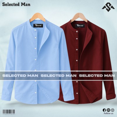 2 Pics Premium Quality Band Collar Shirt